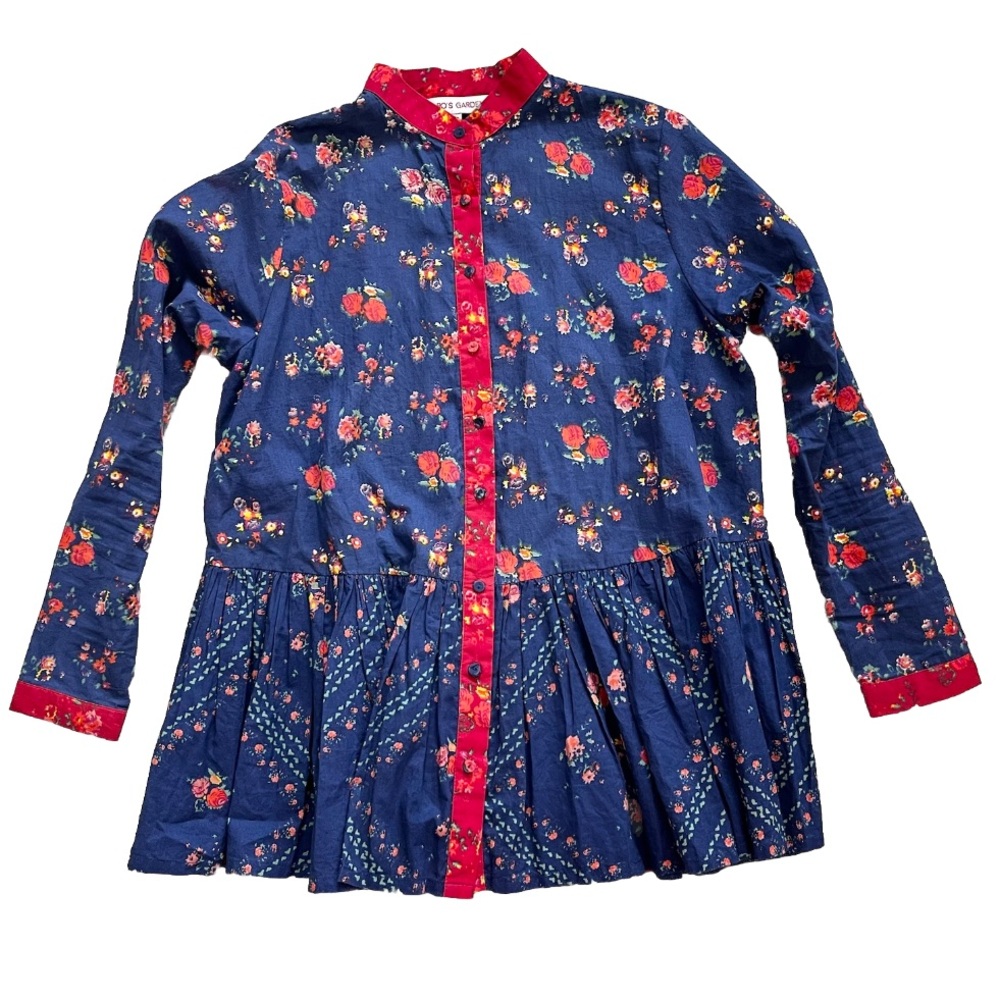 RO’S GARDEN Tatiana Blue Chanderi Blouse Size XS Cottagecore Prairie Dainty - Picture 7 of 7